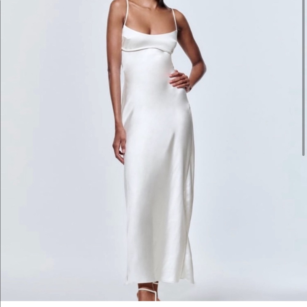 Zara satin effect cut out dress